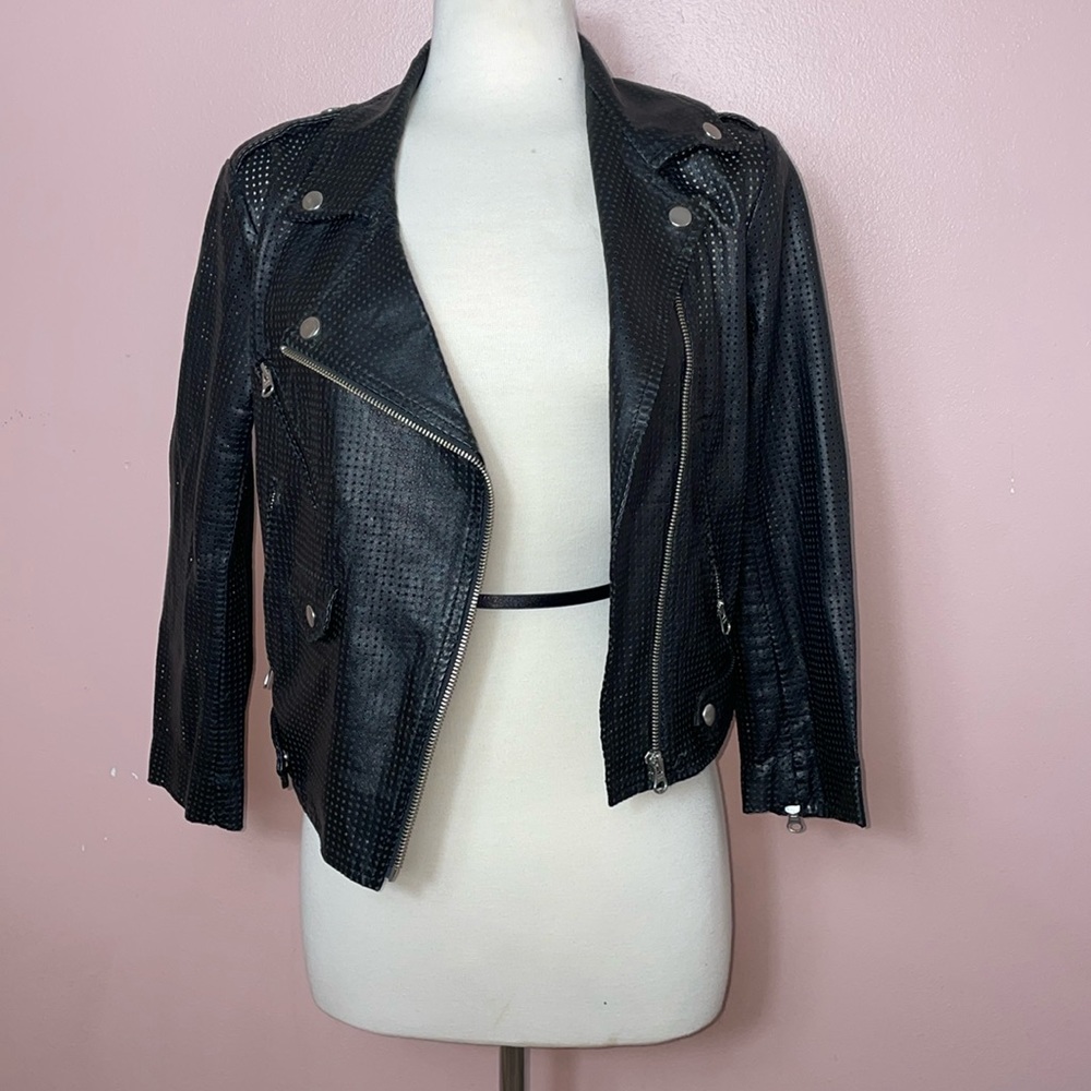 RARE Lamb Leather Moto Jacket Laser Cut Stars
